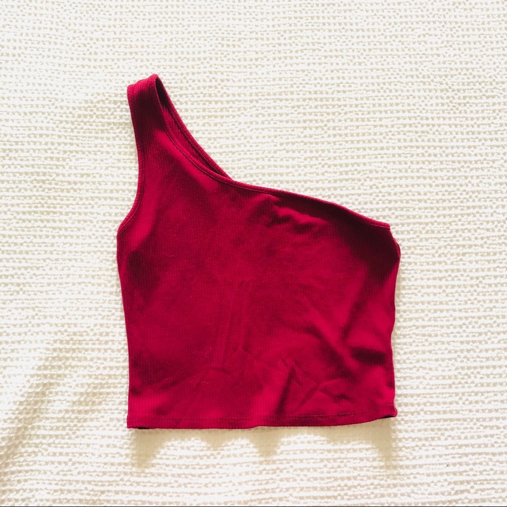 Fun Burgundy one sleeve garage top